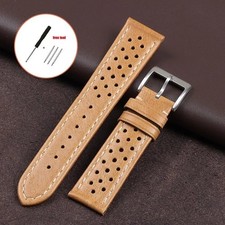 Genuine Leather Racing Watch Strap Perforated Rally Style 18mm 20mm 22mm