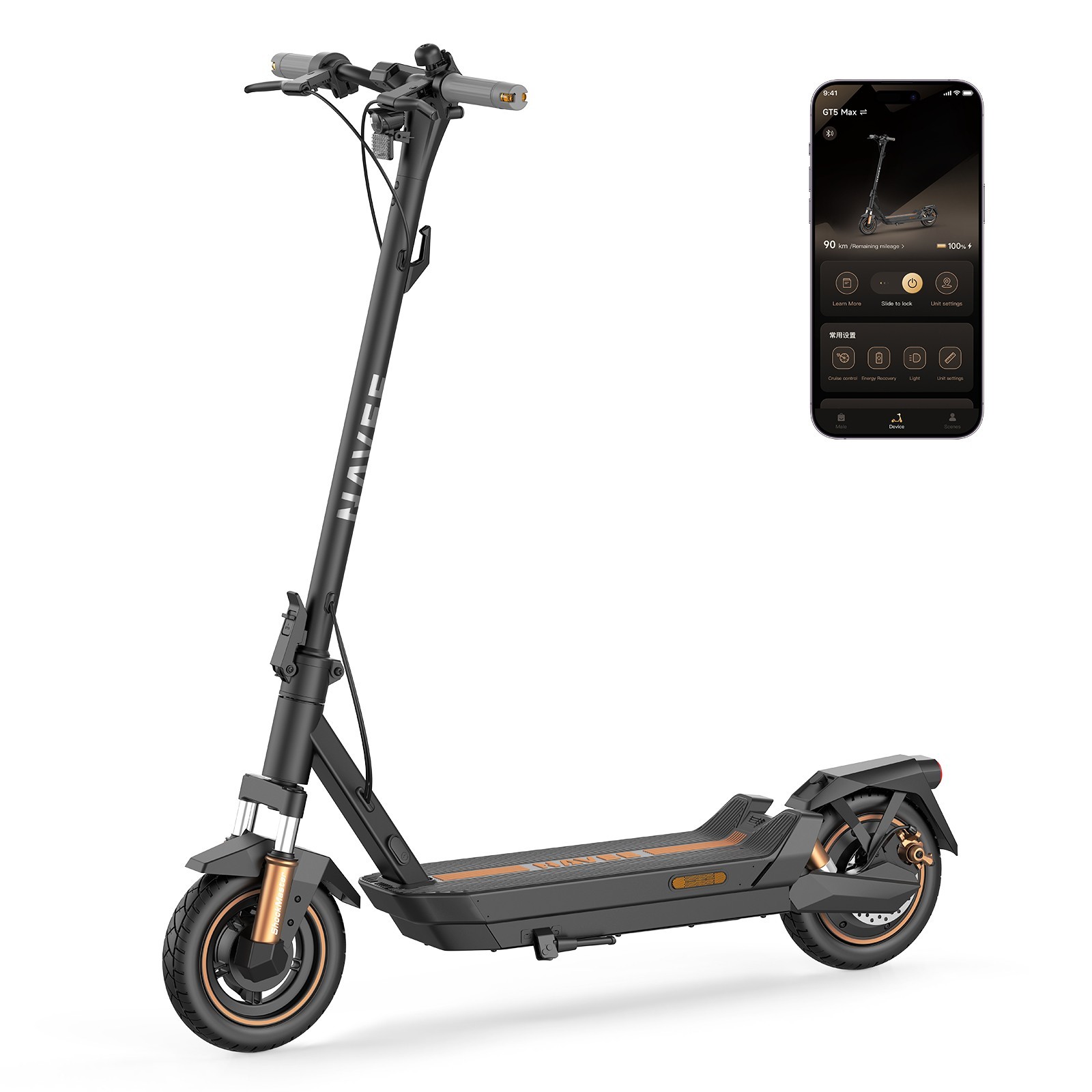NAVEE GT5 MAX 25MPH Electric Scooter 56Mi Long Range 1638W for Adult Commuting