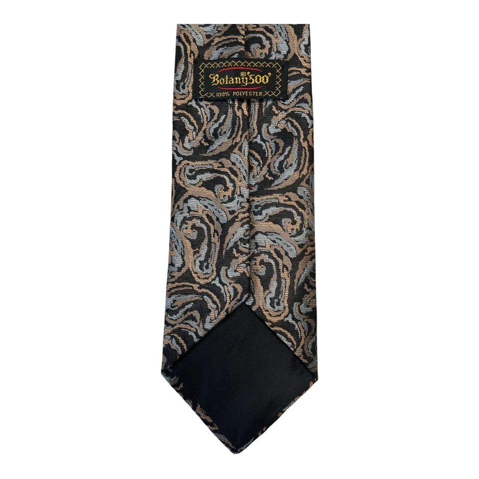 "Corbata vintage de cachemira Botany 500 - negra, tostada y gris - 54"" de largo" Foto 3 de 4