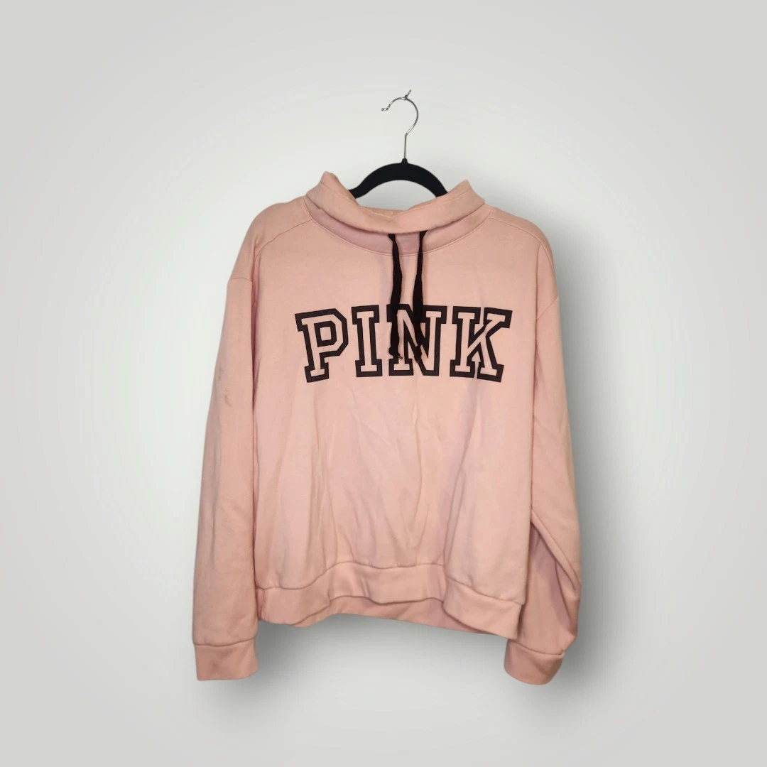 UNDERCOVER Victoria's Secret FELPA PULLOVER ROSA TUTTI I GIORNI LOUNGE COLLO CAPPUCCIO taglia XL