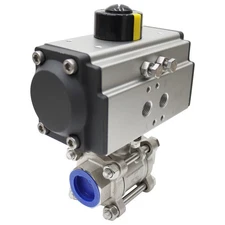 TECHTONGDA Pneumatic Actuated Full Port Ball Valve Double Acting  1000psi 1''