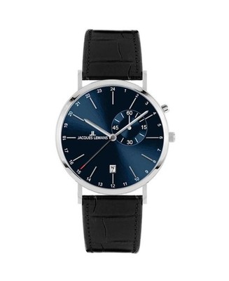 JACQUES LEMANS Men Analog Quartz Casual Watch Classic Dress Blue Dial Waterproof