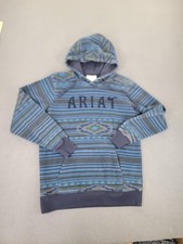 Ariat Hoodie Womens Small Blue Green Dark River Hood Aztec Fleece Lined REAL