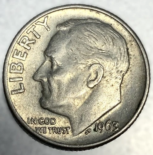 1963-D Roosevelt Dime - Circulated Condition - 90% Silver - US Coin - 3141