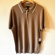 Marconi Polo Beige Men’s XL Sweater Shirt Collared Button NWT