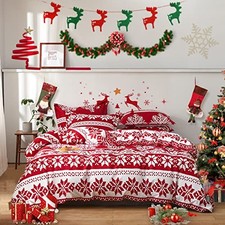 Christmas Duvet Cover Set Queen 1 duvet cover  2 pillow shams Snowflake