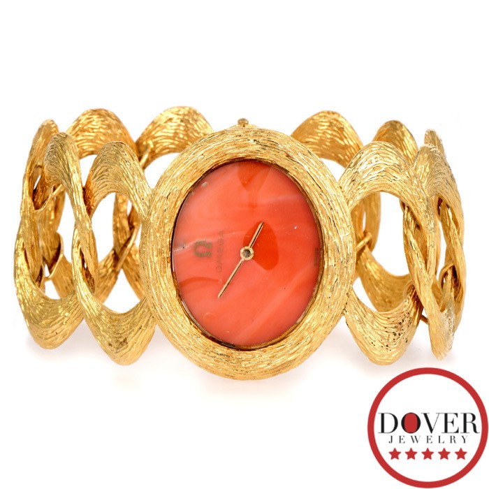 Vintage Omega Coral 1970s Roy King 18K Textured Mechanical  Watch 104.2 Grams image 2