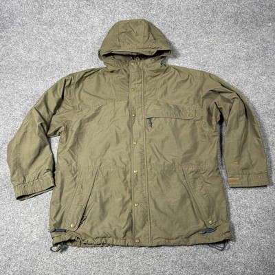 Eastern Mountain Sports Jacket Mens Large Green Hooded Parka Full Zip Outdoor
