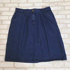 Vintage LL Bean Blue Jean Retro Knee Length Denim Jean Skirt Mod Academia 32x23