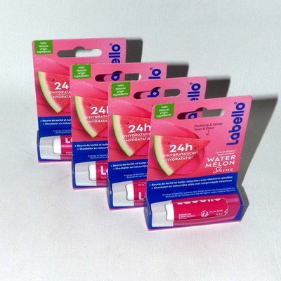 4x Labello Watermelon Shine Lip Balm 24h Hydration Vegan European Formula