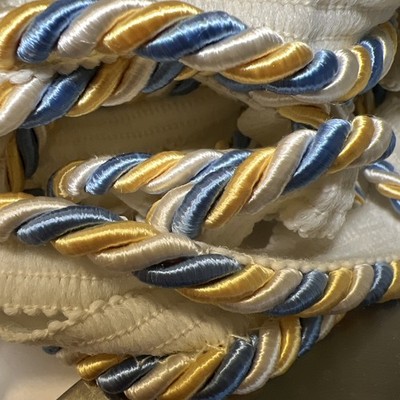 23.5 Yards Pillow & Upholstery Trim Braiding Blue Gold Cream Sewing Finishes New