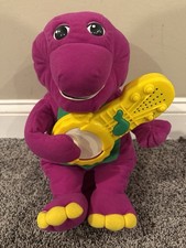 Vintage 1998 Sing 'N Strum Barney Purple Dinosaur Plush Works