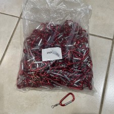 250 PCS Aluminum Carabiner D Shape Spring Clip Snap Key Hook Keychain Buckle Red