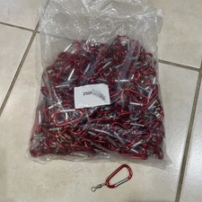 250 PCS Aluminum Carabiner D Shape Spring Clip Snap Key Hook Keychain Buckle Red