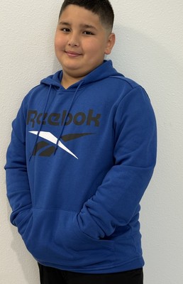 Reebok Men's Hoodie Pullover Identity Fleece Hoodie Sweatshirts Blue Large