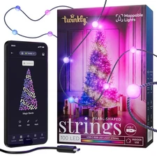 Strings USB-C Pearl-Shaped Light String with 100 RGB LEDs. 20 Feet. Green Wir...