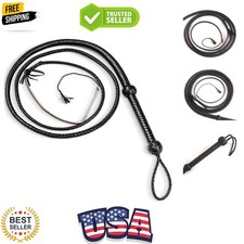 Bull Whip Real Cow Hide Leather Equestrian Bullwhip Black 3ft, 4ft, 6ft, and ...