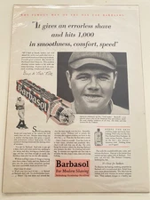 1929 Babe Ruth New York Yankees Portrait Barbasol Original Ad Display