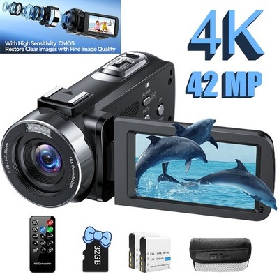 Videokamera 4K Camcorder 42 MP Videorecorder für Vlogging YouTube 18XDigitalzoom