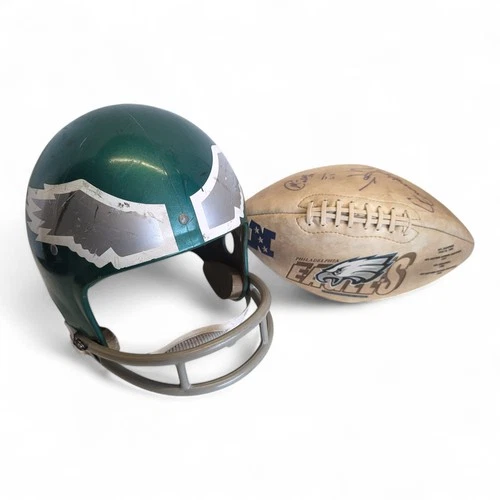 Vintage Philadelphia Eagles 1982 Rawlings Helmet Signed Football Medium USA NFL