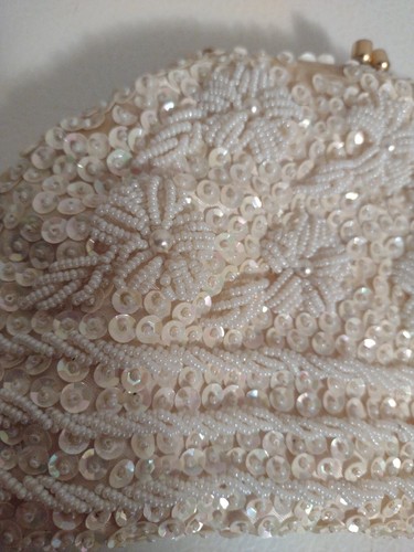 Vtg 40-50s Richere Sequin Beaded Pearl Evening Clutch Purse Handmade Hong Kong - Picture 10 of 10