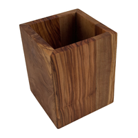 "Stiftehalter \"My Office\" 8 X 8 X 10 Cm Becher Eckig, Handgemacht Aus Olivenholz"