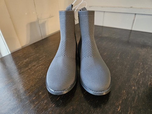 EILEEN FISHER women's 6.5 perforated sleek grey boot light fabric - Picture 2 of 11