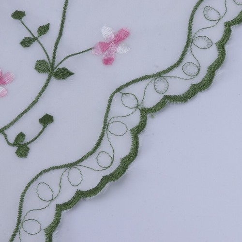 Rural Hand Embroidered Floral Shade Sheer Door Cafe Kitchen Voile Curtain for Fr - Picture 8 of 8