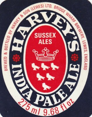 BIERFLASCHENETIKETT - HARVEYS BRAUEREI - INDIA PALE ALE