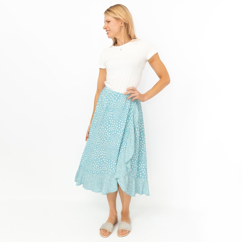 Monty Wrap Midi Skirt in Hydrangea Blue Stripe main image 1