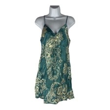 Zara Womens Green & Beige Paisley Slip Dress With Adjustable Straps Size Small
