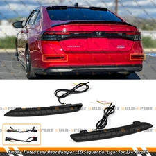 For 23-25 Accord Smoke Lens Rear Bumper Dynamic Sequential LED Light Reflectors