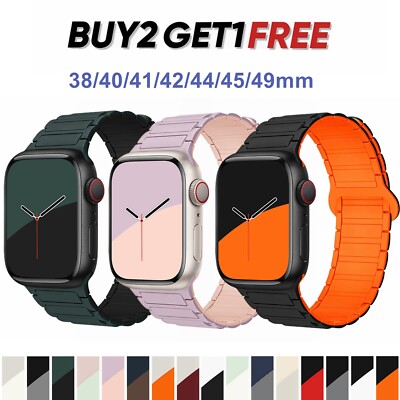 Silicone Magnetic Band For Apple Watch Series 11 10 9 8 7 6 SE Ultra 3 2 1 49mm