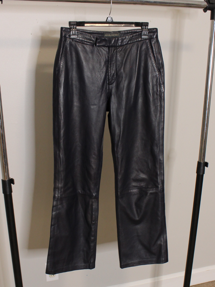 Womens Leather Pants Purple 4 Banana Republic SOFT Lambskin