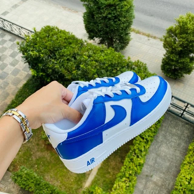 Nike Air Force 1 Custom Low Blue Two Tone White Casual Shoes Men Women Kids