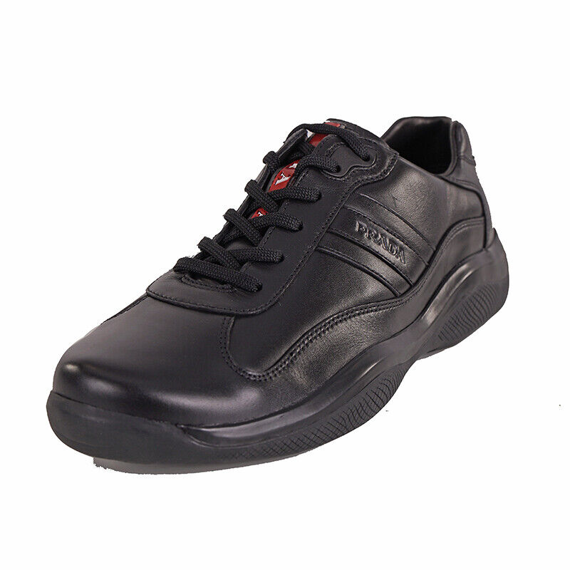US 8/8.5 NEW PRADA Mens Black AMERICA'S CUP All Leather RED US 8/8.5 NEW PRADA Mens Black AMERICA'S CUP All Leather RED