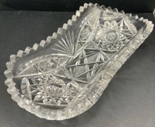 Vintage Relish, Candy Dish Saw Tooth Edge Crystal oblong