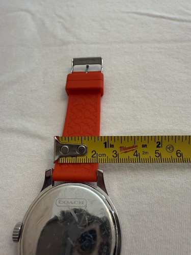 COACH Logo Analog Quartz Silver-tone Orange Rubber Strap Womans Wristwatch - Picture 15 of 17