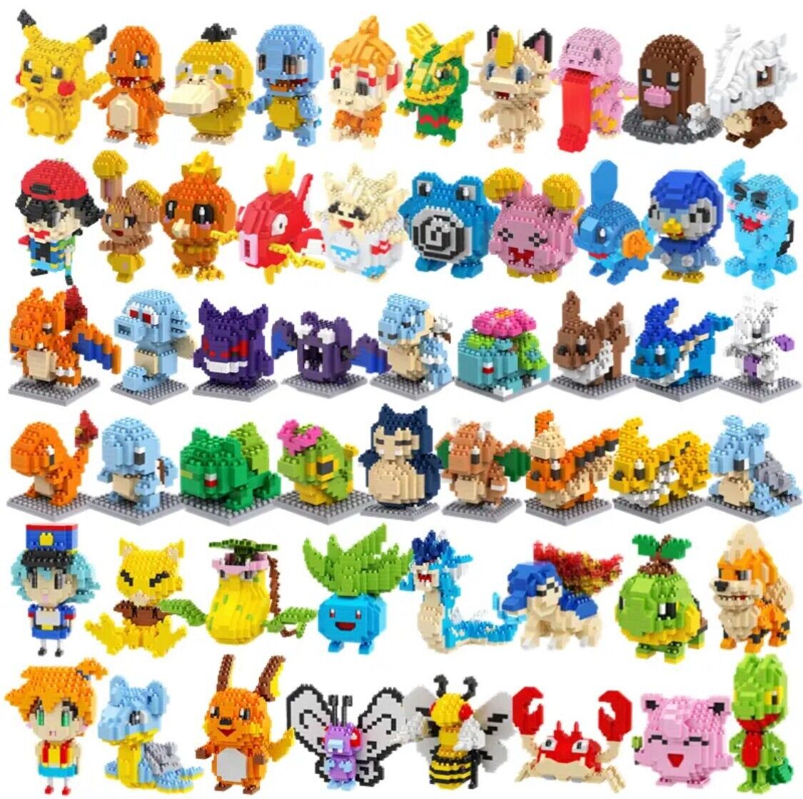 61 Styles Pokemon Blocks Small Cartoon Mini Building Block Pikachu Charizard