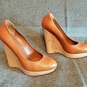 cognac wedge heels