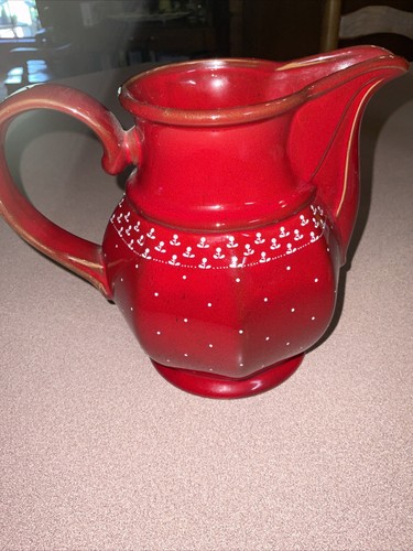 Rosmarie Red Ceramic Floral pitcher, Germany , Unusual Shape, Vintage - Picture 2 of 6