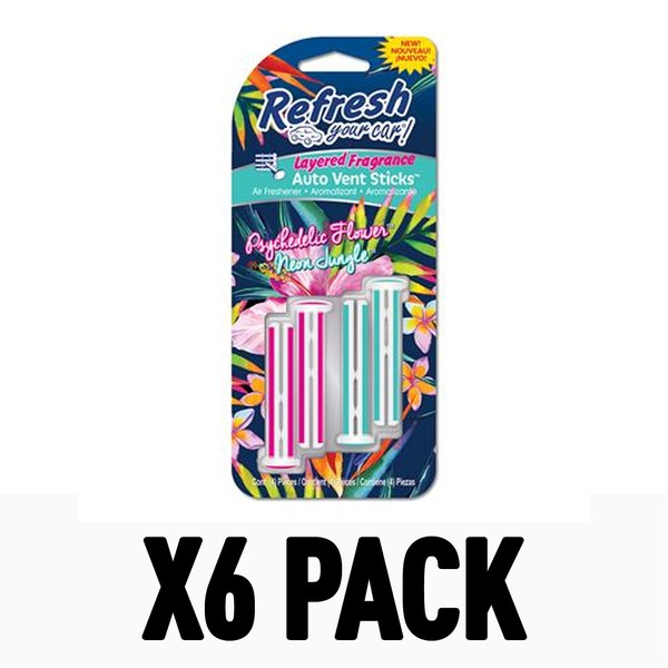REFRESH Dual Scent Vent Stick Air Freshener Psychedelic Flower & Neon