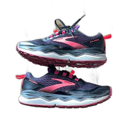 Brooks Caldera 5 Trail Running Shoes Women s Size 8B Black Fuchsia Purple Grip