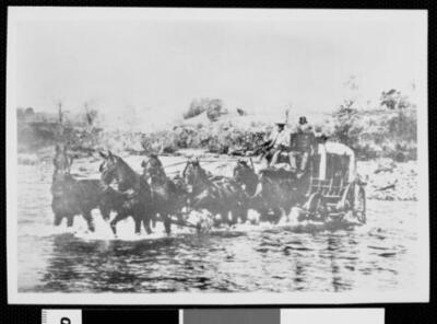 Coast Line stage fording Santa Inez River California Old Photo