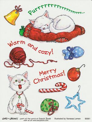 Suzy's Zoo Stickers 25 Sheets Merry Christmas Cat Kitten Warm Cozy