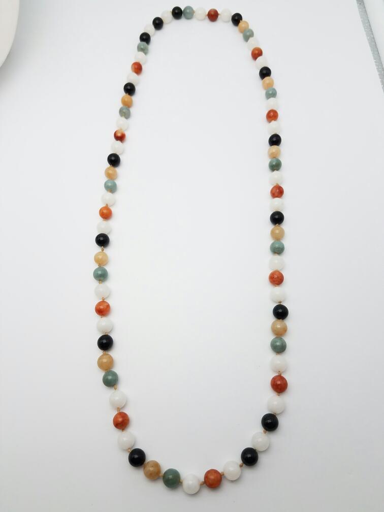 Multi- Colored Jadeite Jade Gemstone Necklace Siz… - image 2