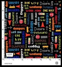 Michael Miller Fabrics~One Way (Black) Work In Progress~CX10593~BTY Construction