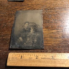 Antique Tintype Victorian Women Girl Child Civil War Era Photo Photograph
