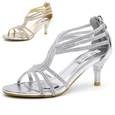 Womens Rhinestone Sandals Bling Wedding Party Dress Shoes Size 5-11