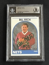 HOF BILL FITCH 1989-90 NBA HOOPS ROOKIE SIGNED AUTOGRAPHED CARD #327 BECKETT BAS